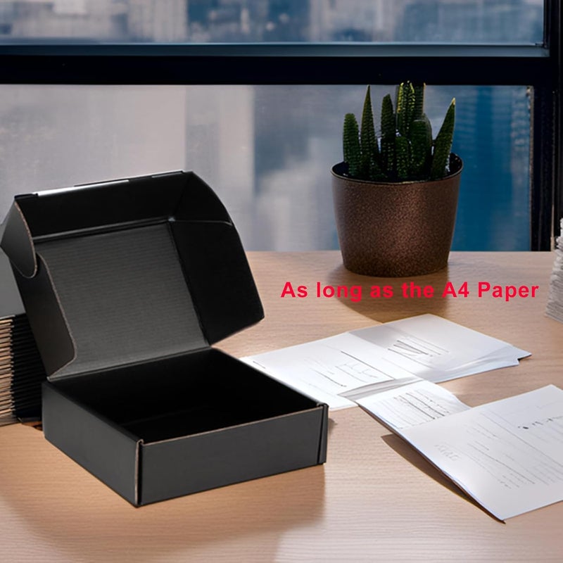 DUZCLI Small Shipping Boxes 10x10x3 Inches – Black Corrugated Cardboard Boxes (20-Pack) for Mailing, Packing, Small Business & Gift Packaging - Recyclable & Sturdy - Image 3
